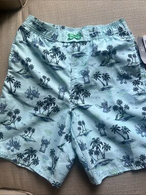 Disney Light Blue Stitch Tropical Swim Shorts